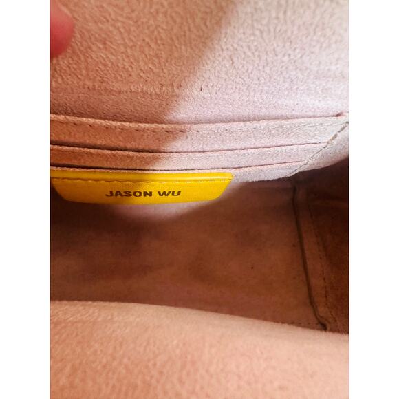 JASON WU Yellow Leather Adjustable Crossbody JW Logo Ruched Handle Rommy Bag - Picture 14 of 16